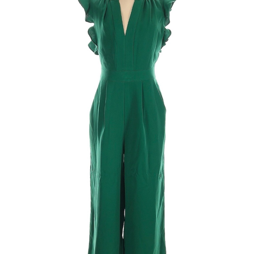 Vince Camuto Emerald V-Neck Ruffle Sleeve Jumpsuit
